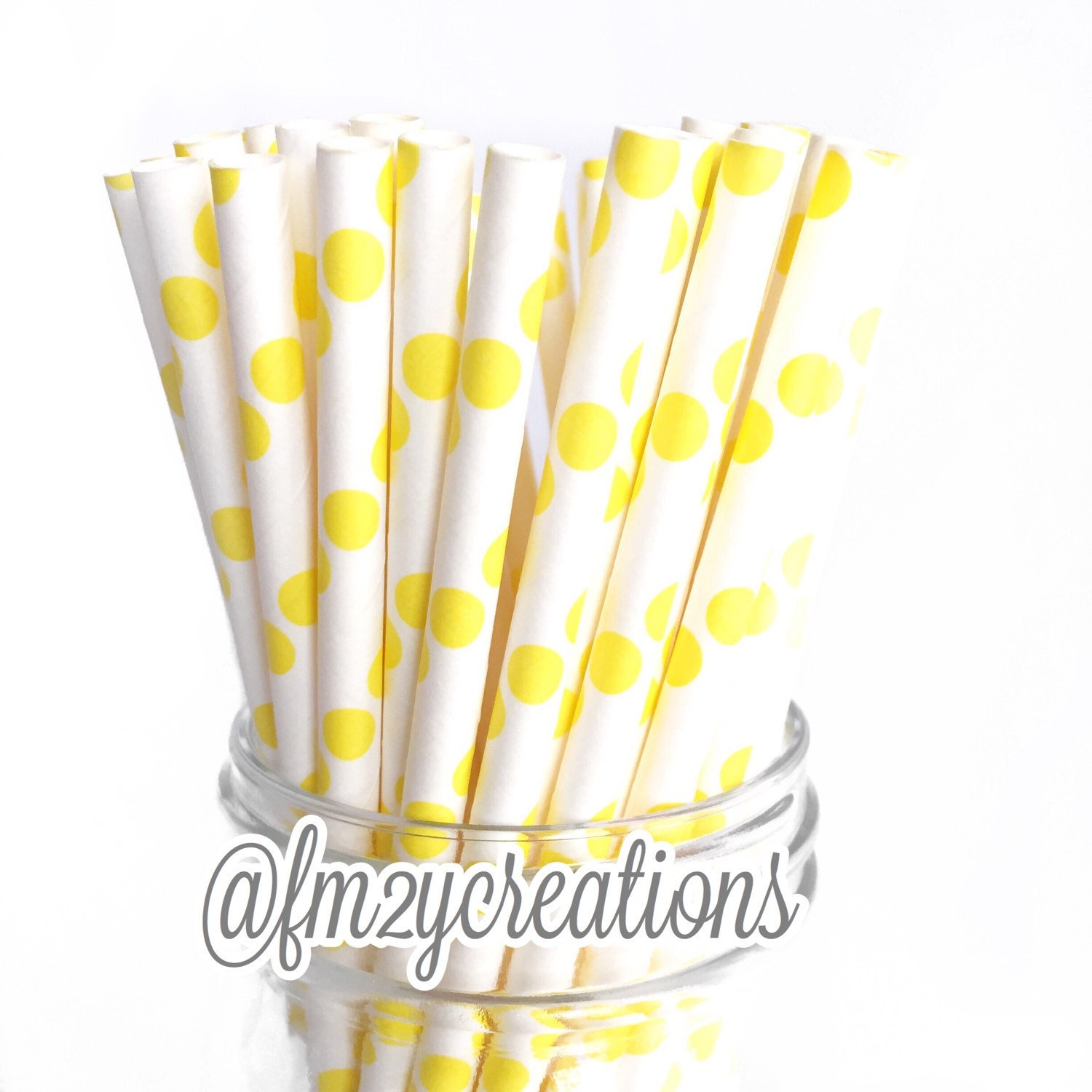 Paper Straws 25 Polka Dot YELLOW Paper Straws Cake Pops