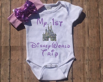 My First Disney Trip, Disney Shirt, Disney Onesie, Baby Girl, Toddler, Girls, Castle Shirt, Glitter