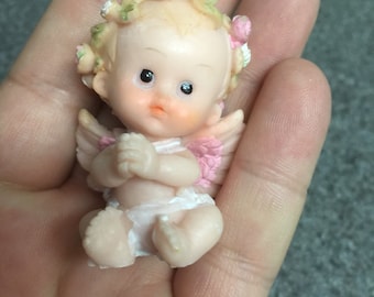 12 baptism angels supplies , 2" Angeles de Poli Resina , Supplies Angel figurine for your Baptism favor , boy angels