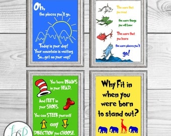 Dr. Seuss Decor, Dr. Seuss Prints, Dr. Seuss Quotes, Daycare Decor, Playroom Decor, Book Theme Nursery, Dr. Seuss Nursery Decor, Seuss