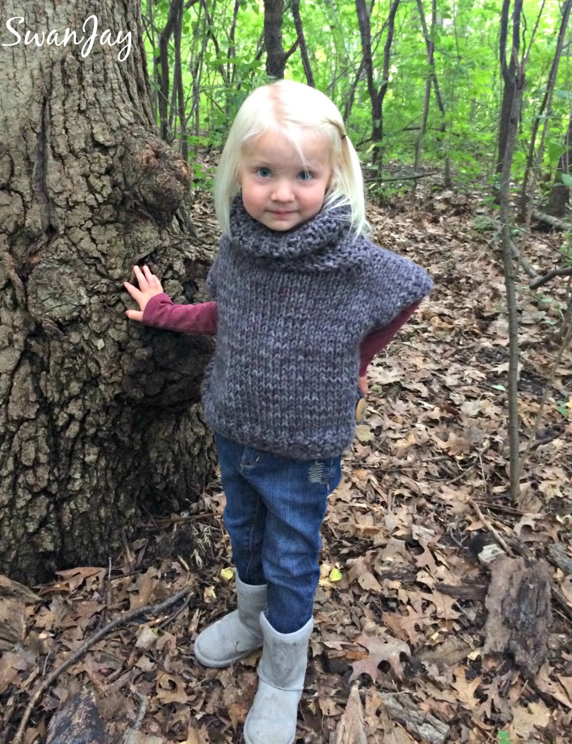 Knit Sweater Button Poncho Tunic Toddler Girl Knitted Fall