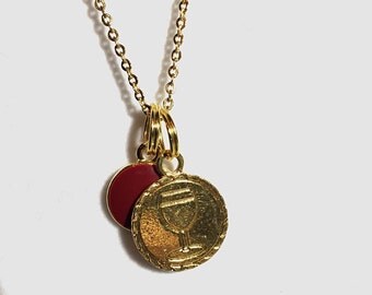 Wine lovers necklace, wine, cocktails, wine jewelry, wine lovers