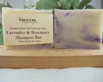 Lavender and Rosemary Shampoo Bar - Handcrafted - Organic - Vegan with Jojoba and Argan Oil -Great Lather -All Natural Paraben Free
