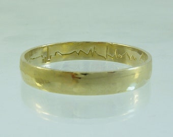 14K Gold ring,Recycled gold,Wedding Band,Man Wedding Band,Woman Wedding Band,Made To Order ring,Heartbeat Ring,Caption ring,engraved ring