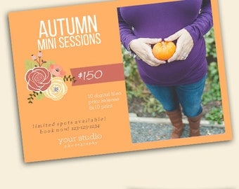 Autumn Mini Session Template - Fall Halloween Mini Sessions - Photographers Card Template - Instant Download