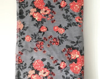 Grey Floral Baby Swaddle Blanket