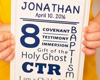 Personalized Wood Baptism Sign - LDS Primary, LDS Baptism, Great to Be 8, Baptism Gift