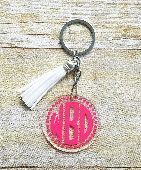 Monogram keychain monogram gift monogram keychain with