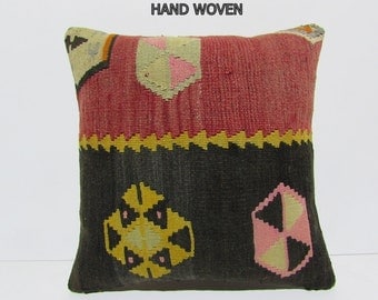 moroccan cushion cover 18x18 decorative pillow upholstery fabric kilim pillow cover tribal pillow couch throw pillow sofa pillow case 31532