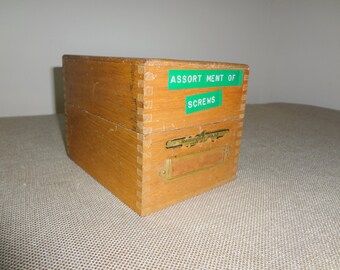 Vintage Oak Library File Box - Small Remington Rand Card File Box with Lid and Original Finish
