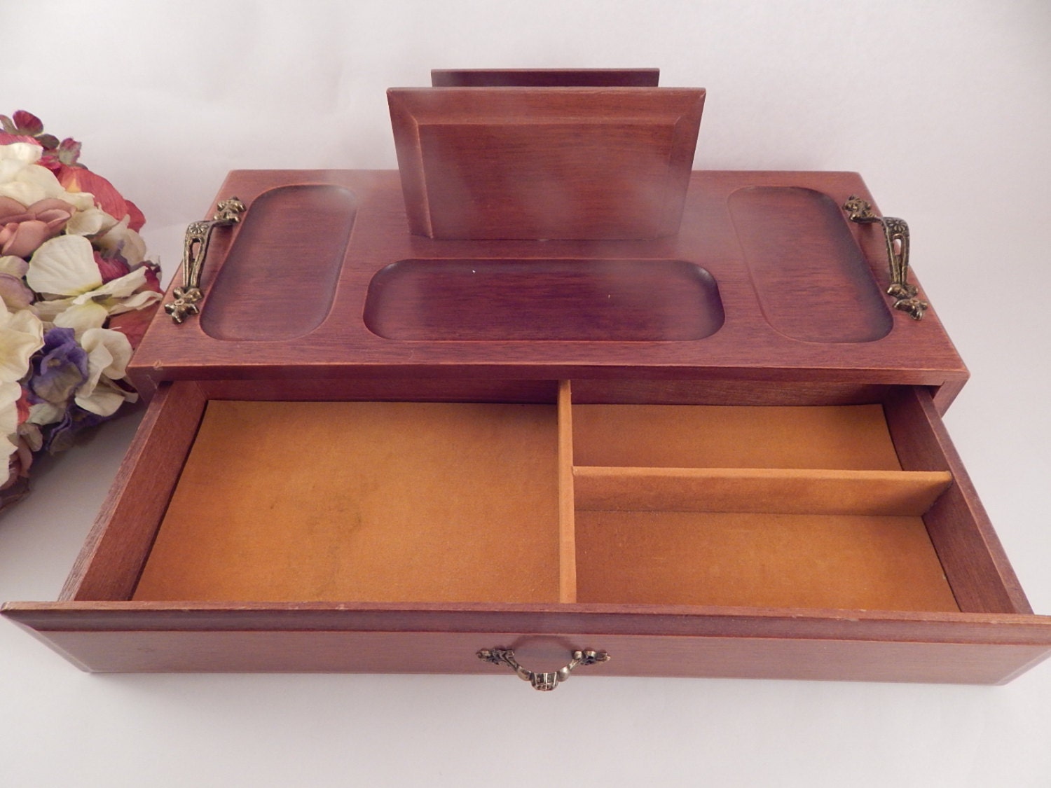 Men's Dresser Top Valet Wooden Jewelry Box by SpringJewelryThings