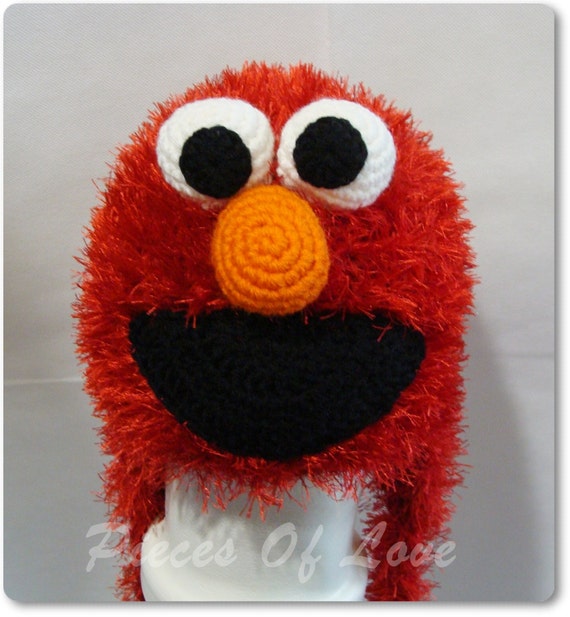 Elmo Hat Crochet Elmo Hat Muppet Hat Kermit Show Hat Fuzzy Hat