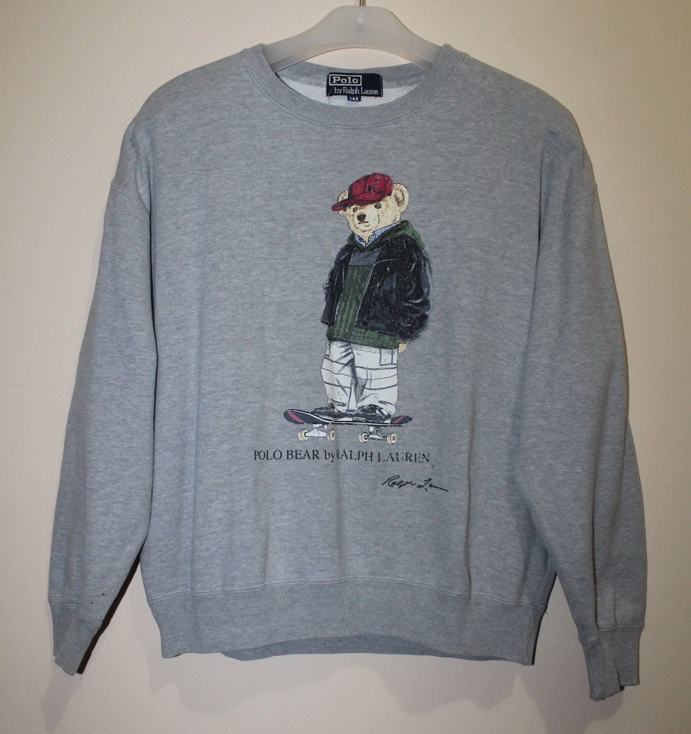 Vintage Polo Ralph Lauren Bear Skateboard Boys Sweatshirt