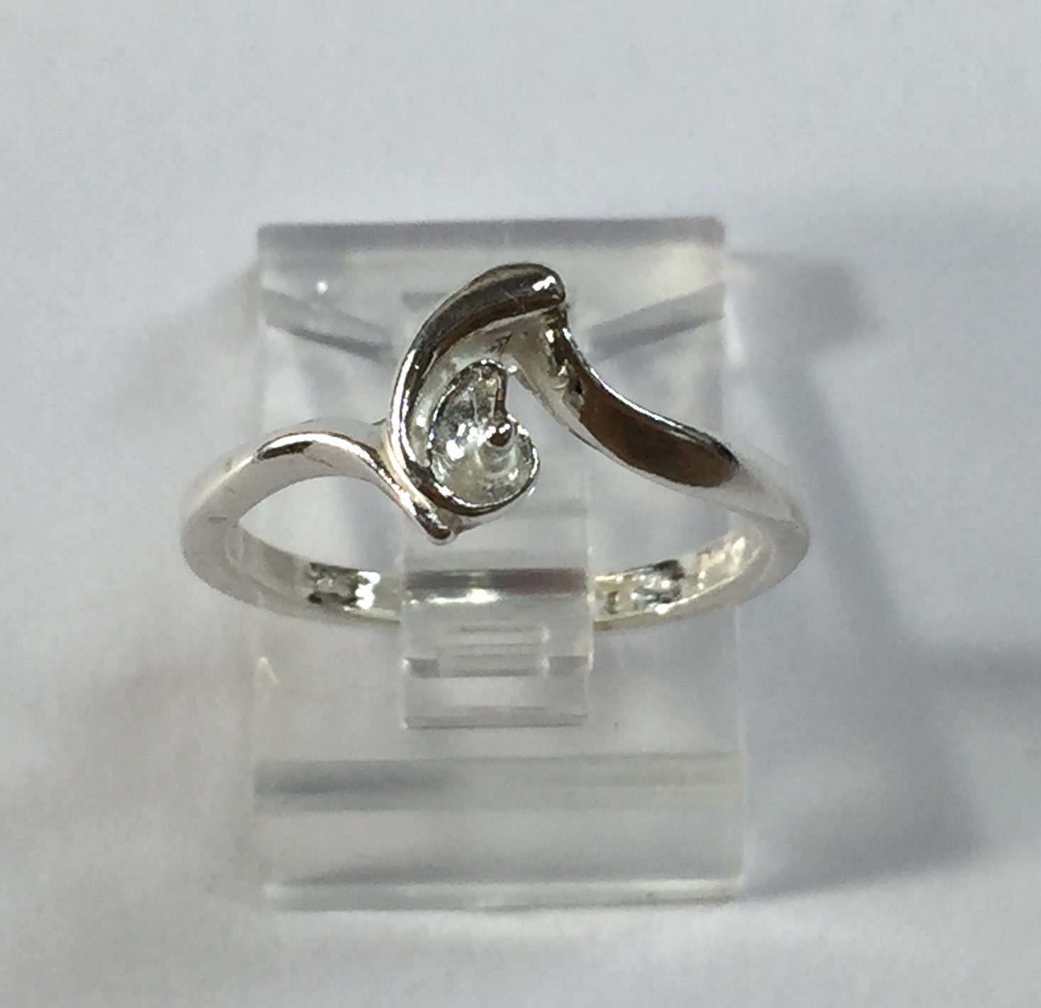 Sterling Silver Pearl Ring Setting for 48mm Half Drilled
