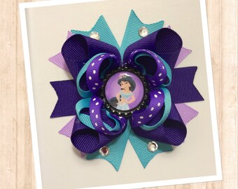 Jasmine Bow, Aladdin Bow, Disney Bow, Princess Jasmine Hair Bow, Birthday Bow, Princess Jasmine Dress, Disney Dress, Aladdin Headband