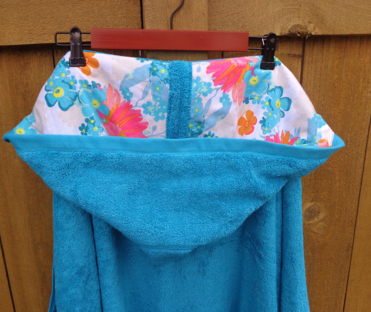 Teal teen bath towel with floral flannel large tween hooded