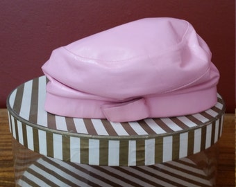 Pink Leather Slouchy Cap