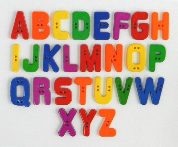 26 ABC buttons Alphabet buttons Letters 25mm letters for