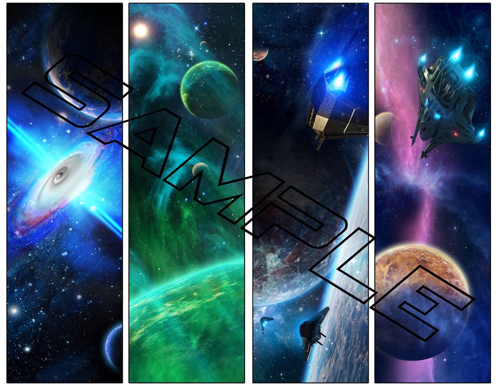 4 Printable Sci Fi Bookmarks Galaxy Planet Digital Instant