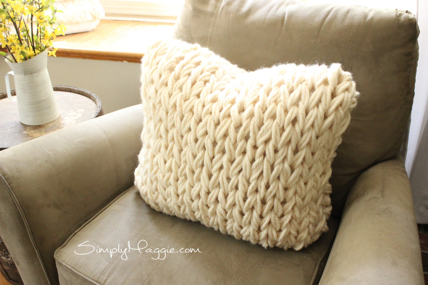 Big Stitch Pillow Pattern Knit Pillow Arm Knit by TheVelvetCove