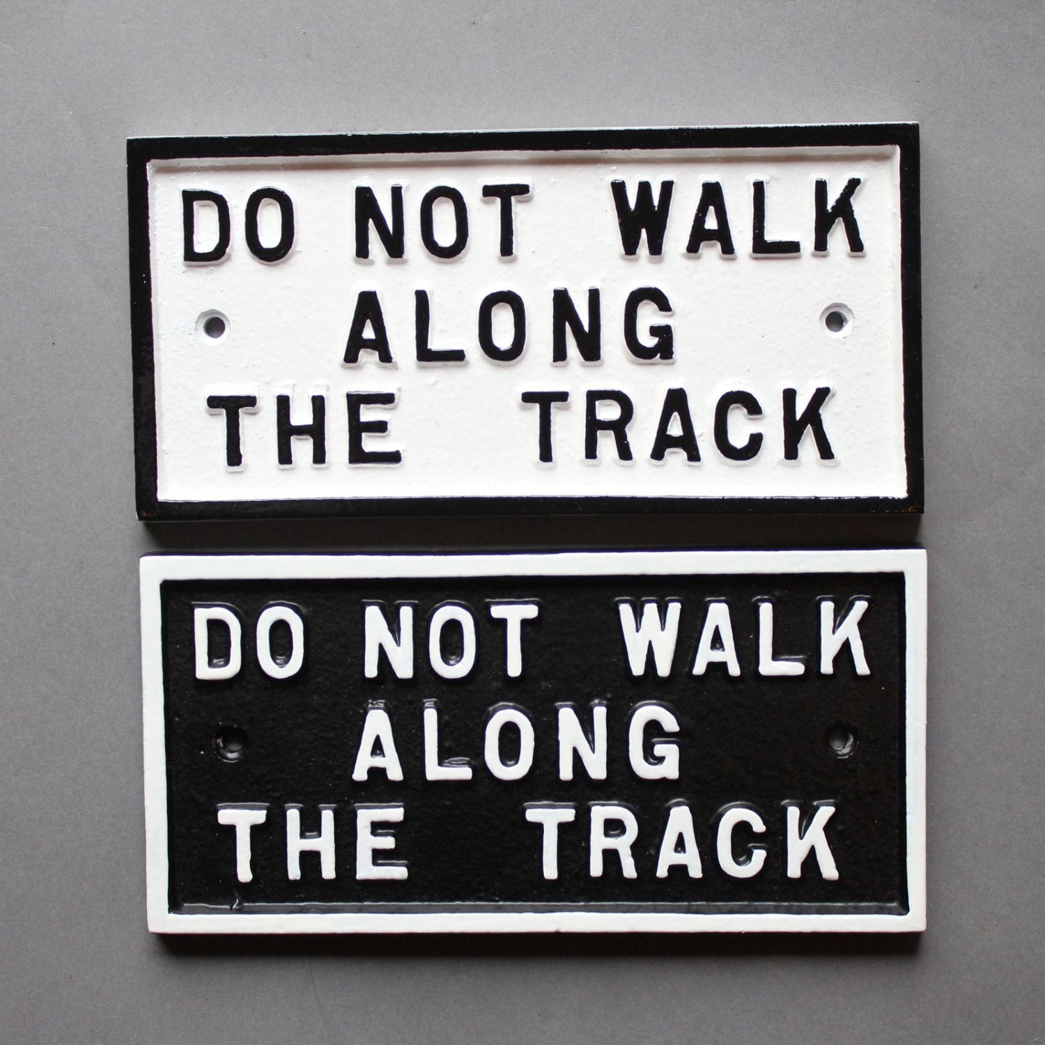 Do Not Walk Along The Track Railway Sign Old Antique Style