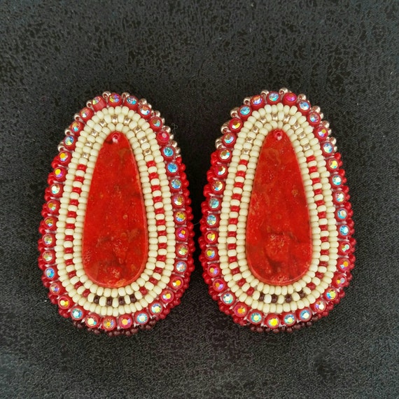 Native American Beaded Earrings Red by UncommonNativeGoods