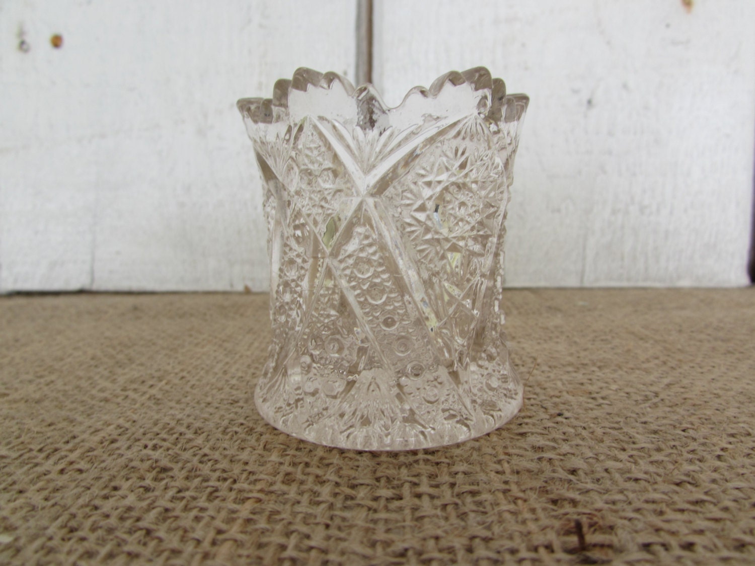 Vintage cut glass toothpick holder cut glass toothpick holder