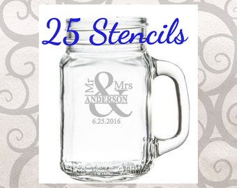 Champagne Glass Etching Stencil Bride and by ArtisanGlassStencils