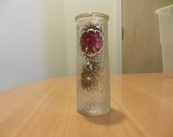Goofus Glass Vase with Red Rose Design