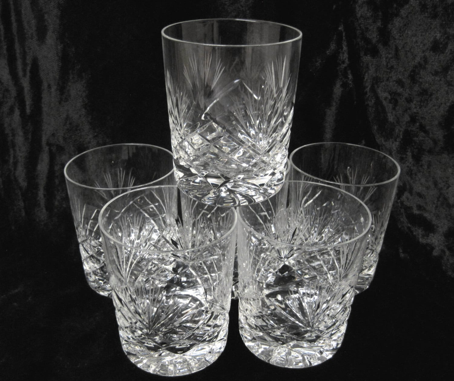 6 Vintage Cut Lead Crystal 6oz Whisky Glasses Scotch Glasses