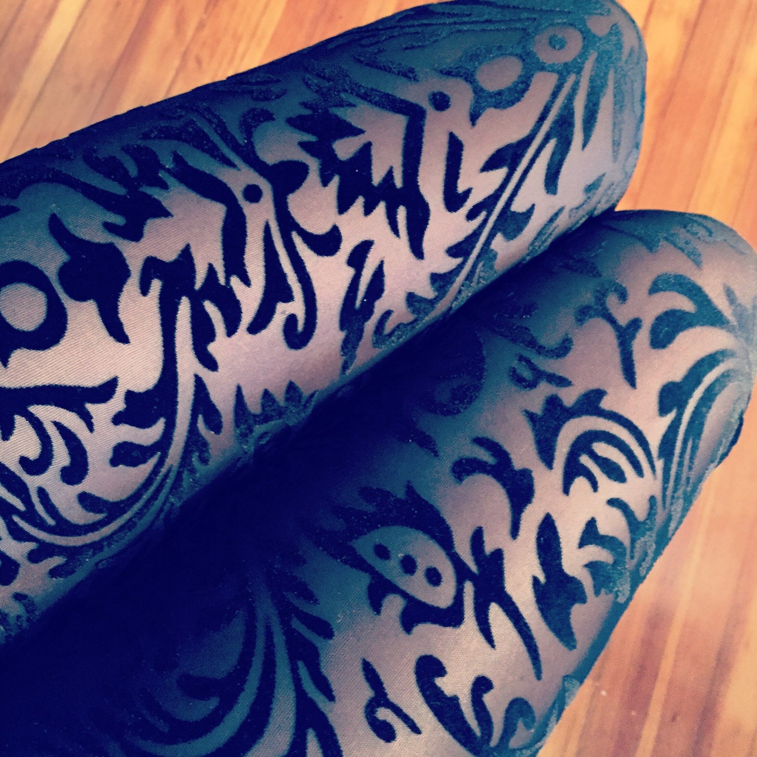 Velvet Burnout Leggings Velvet Leggings Damask Fabric