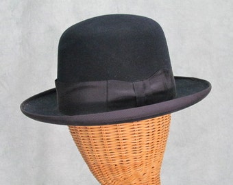 SALE 1920s Derby Vintage Hat Black Dobbs Fifth Ave Size M/L Bowler