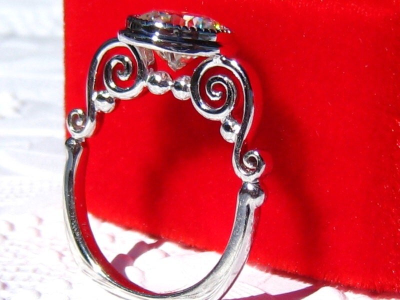 Custom Design Sweet Pea Engagement Ring Mount Milgrain Bezel