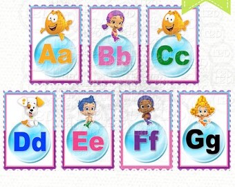 Bubble Guppies ABC flash Cards Printable| A-Z - INSTANT DOWNLOAD