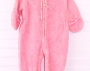 Vintage baby snowsuit, pink, Sterncraft sz 9-18 mo