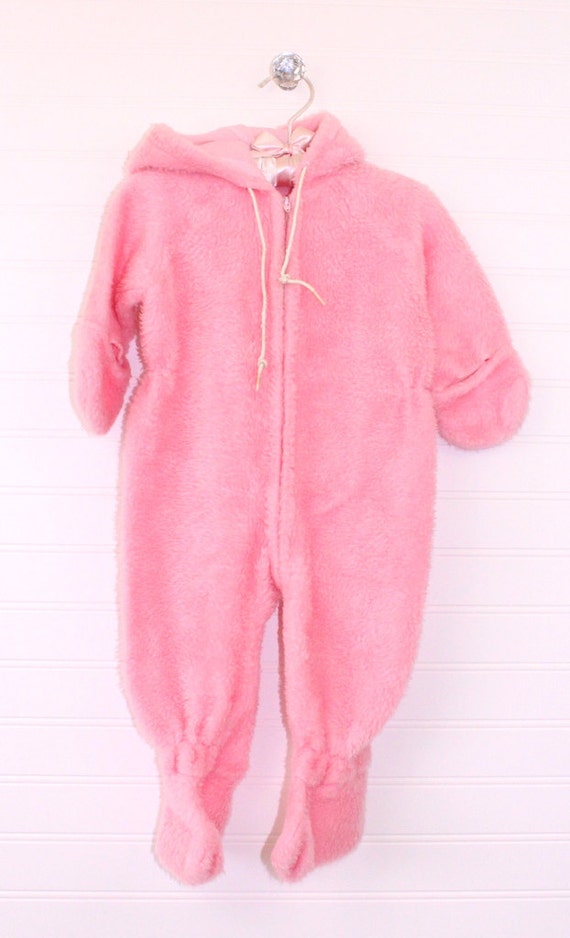 Vintage baby snowsuit, pink, Sterncraft sz 9-18 mo