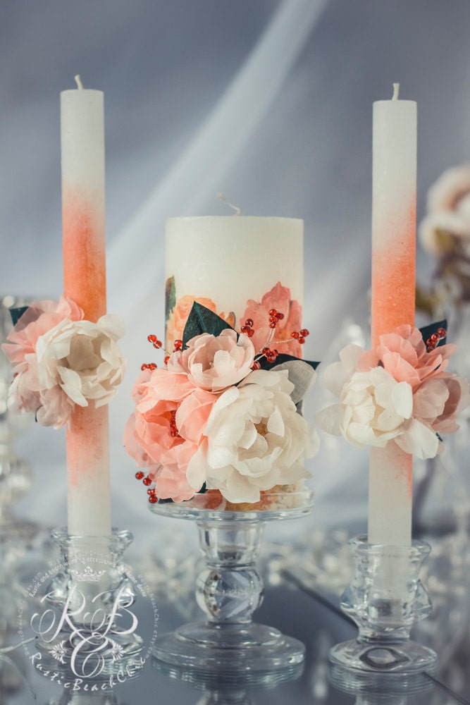 Wedding Unity Candle Personalized Wedding Candle Blush Pink