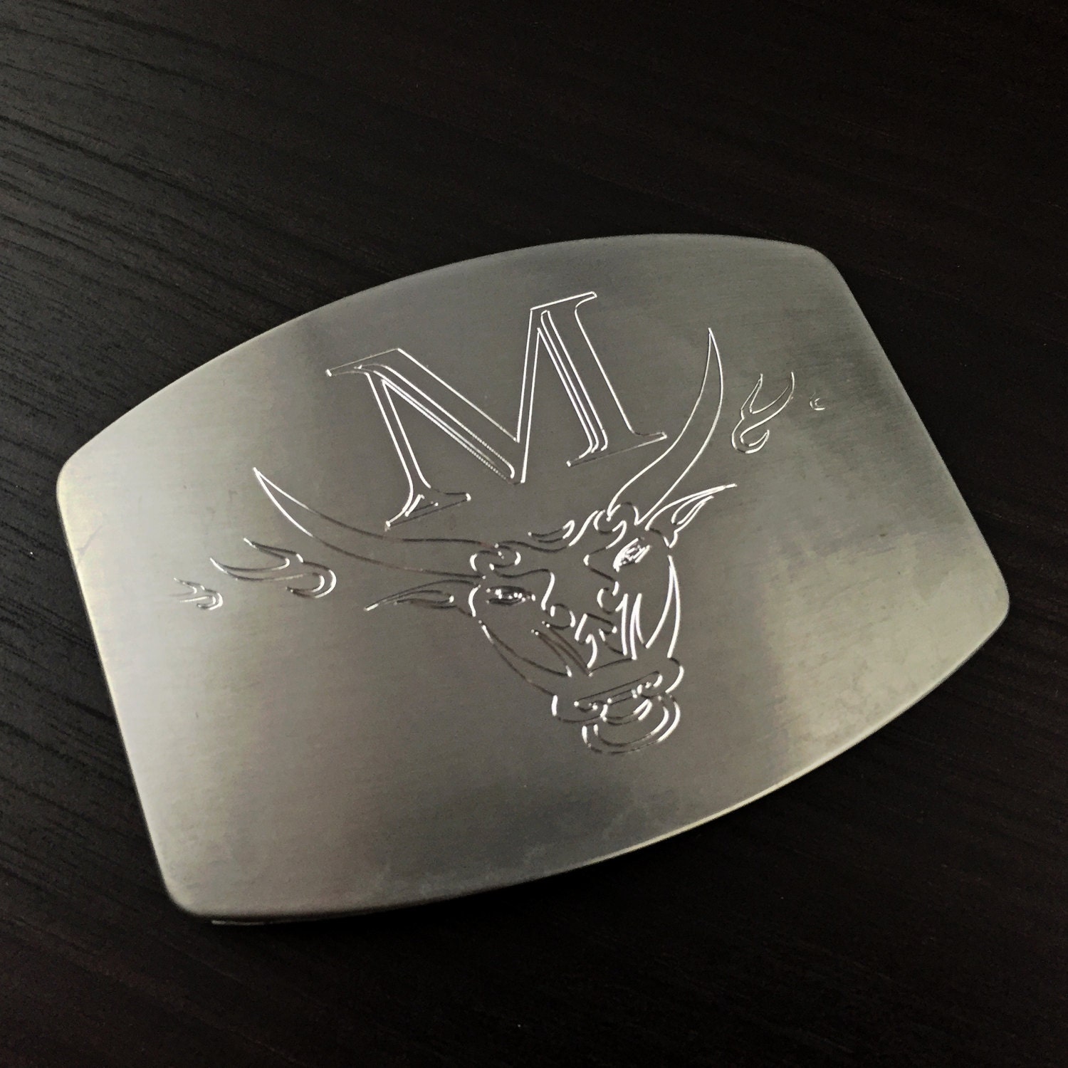 Engraved Belt Buckle Personalized Plain Steel Silver Color