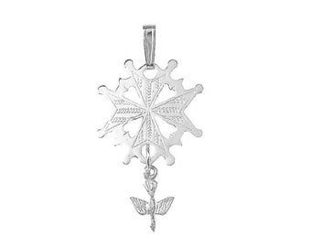French Protestant Huguenot Cross Pendant Sterling Silver