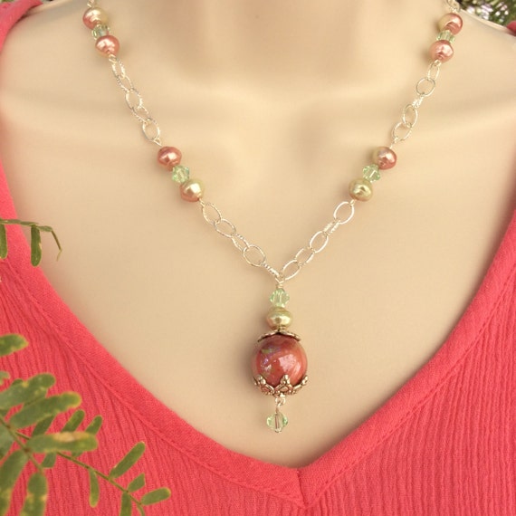 Pearl and Crystal necklace set Gift for her Crystal