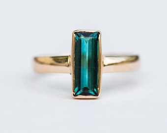 Indicolite Tourmaline 14k Gold Ring - Blue Tourmaline Ring - Indicolite Tourmaline - Size 7.5 - Blue Indicolite Tourmaline - Indicolite 7.5