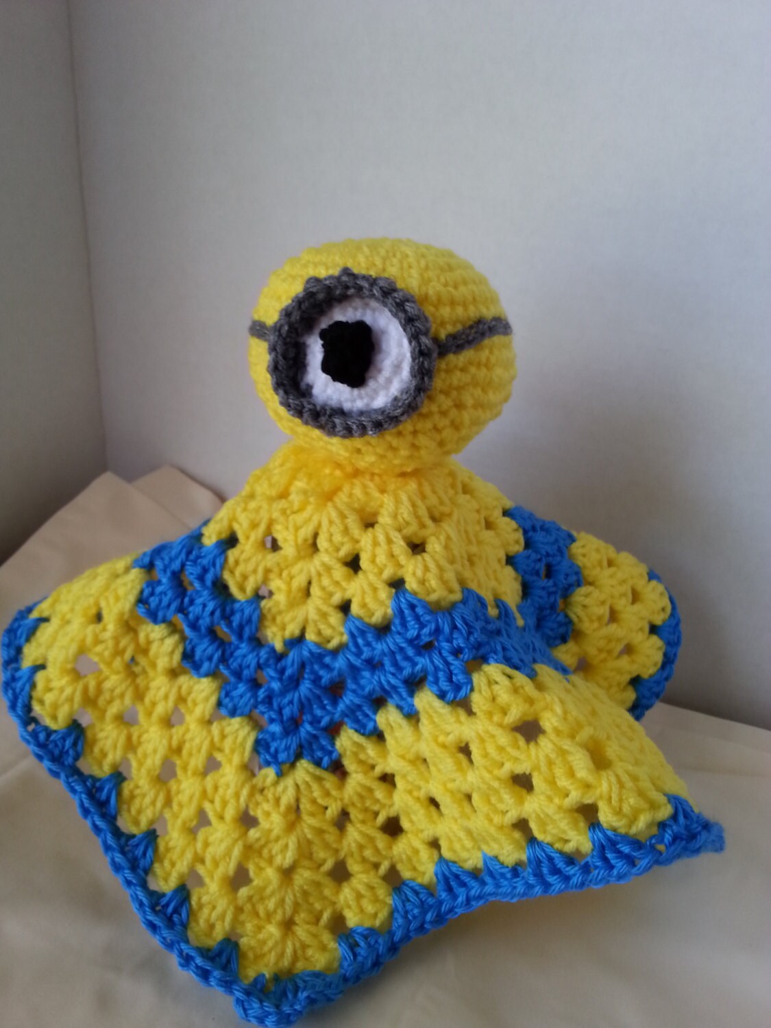 Crochet Minion Lovey Minion Security Blanket by YardAndThread