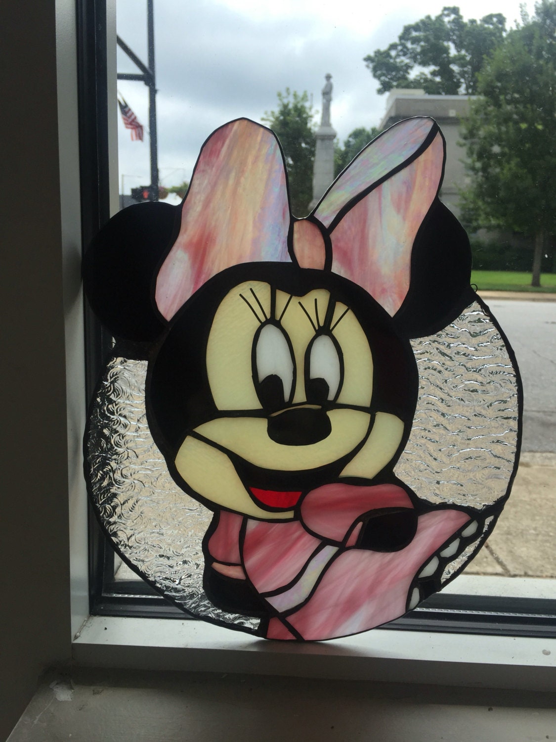 Minnie Mouse Stained Glass Sun Catcher Panel