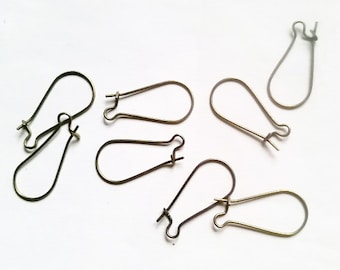 20 Antique Bronze Kidney Ear Wires 11mm x 24mm Jewelry Findings Supplies ABKEW11-20D3R
