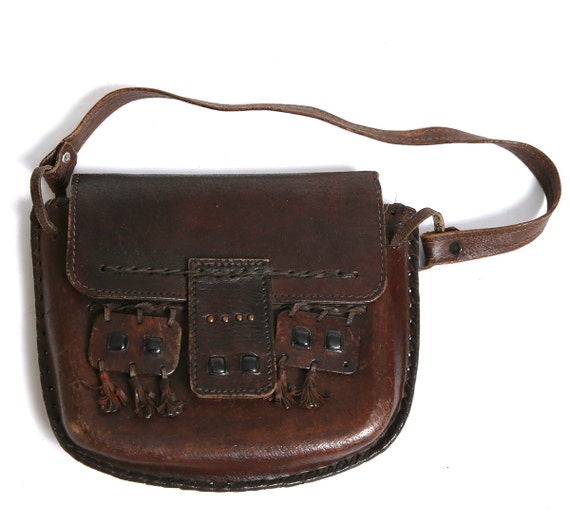 Brown leather shoulder bag leather messenger bag by mmvintagestore