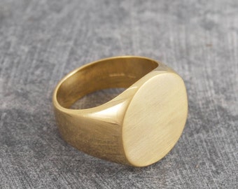 Signet Ring, Gold Ring, Mens Ring, Graduation Ring, Gold Signet Ring, Dad Gift, Round Ring, Classic Ring, Chunky Ring, Fathers Day, 925 Ring