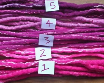 Handmade Felt Dreadlock Extensions,Luxury Dreads,Double-Ended Dreads, Colourful Merino Wool Hair Extension, Hair Falls.