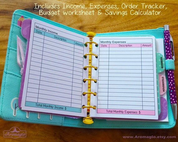 Small / Pocket BUDGET PLANNER. Printable. Suits Filofax or