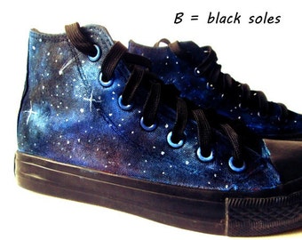 Custom handpainted galaxy sneakers,personalized shoes, galaxy converse, galaxy vans