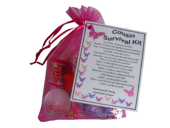 Cousin's Survival Kit for Her Great Female Cousin by SmileGiftsUK
